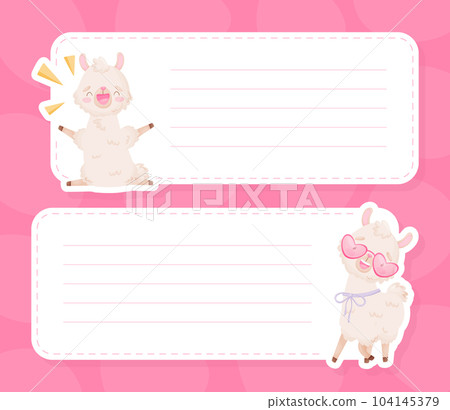 Empty Card with Cute Fluffy Llama or Alpaca Character Vector Template Empty Card with Cute Fluffy Llama or Alpaca Character Vector Template 104145379