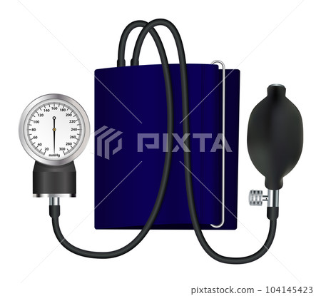Tonometer medical device for measuring blood pressure. Isolated objects. Vector illustration. Tonometer medical device for measuring blood pressure. Isolated objects. Vector illustration. 104145423