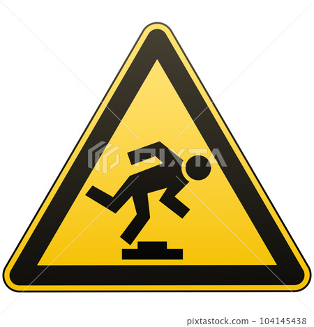 Caution unobtrusive obstacle. Safety sign. Measures to prevent danger in the workplace. Yellow triangle sign with black image. Isolated object. Vector illustrations. 104145438