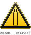 Gas balloon. Attention is dangerous. Warning sign. Safety precautions. Yellow triangle with a black image. Vector illustrations. 104145447