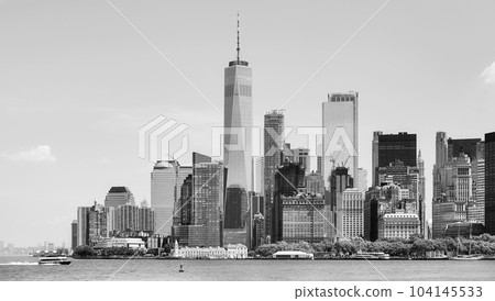 Black and white photo of New York City skyline, Manhattan, USA. Black and white photo of New York City skyline, Manhattan, USA. 104145533