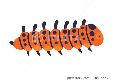 Bright Caterpillar as Larval Stage of Insect Crawling and Creeping Vector Illustration 104145578