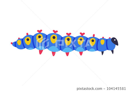 Blue Caterpillar as Larval Stage of Insect Crawling and Creeping Vector Illustration 104145581
