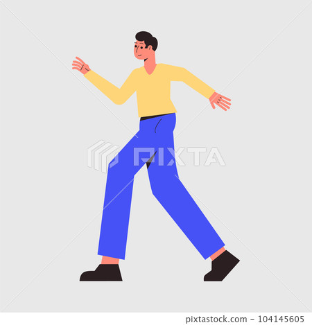 Man Character Running Fast Rushing Forward in Hurry Vector Illustration Man Character Running Fast Rushing Forward in Hurry Vector Illustration 104145605