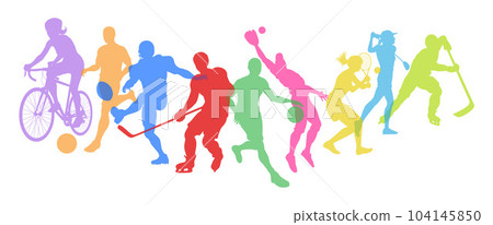 Sport Active Fitness Sports Silhouette People Set 104145850