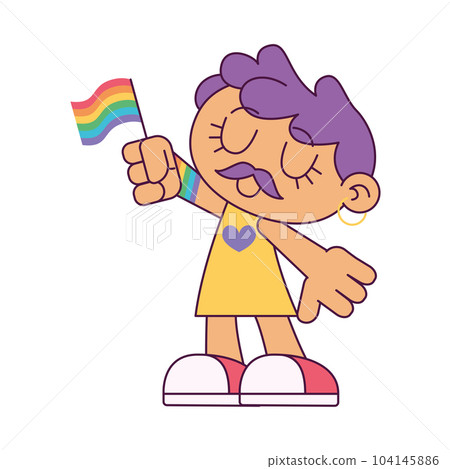 Isolated cute transgender chibi character holding a lgbt flag Vector Isolated cute transgender chibi character holding a lgbt flag Vector 104145886