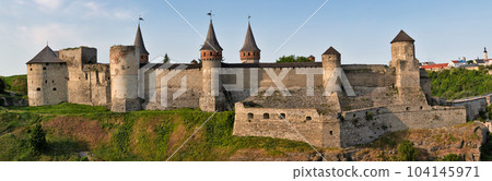 Panorama castle in the historic part of Kamianets-Podilskyi, Ukraine. Panorama castle in the historic part of Kamianets-Podilskyi, Ukraine. 104145971