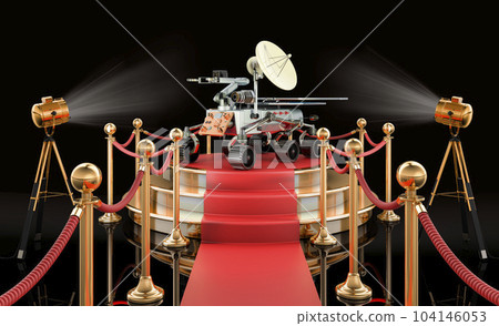Podium with planetary rover, 3D rendering 104146053