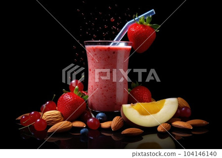 Tasty fresh smoothie. Illustration AI Generative 104146140