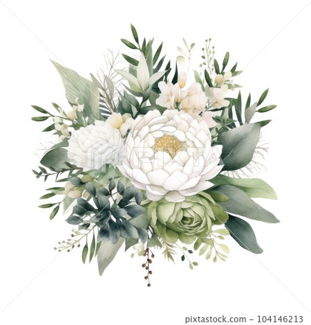 White flower watercolor isolated. Illustration AI Generative White flower watercolor isolated. Illustration AI Generative 104146213