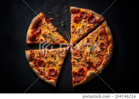 Pepperoni pizza. Illustration AI Generative Pepperoni pizza. Illustration AI Generative 104146214