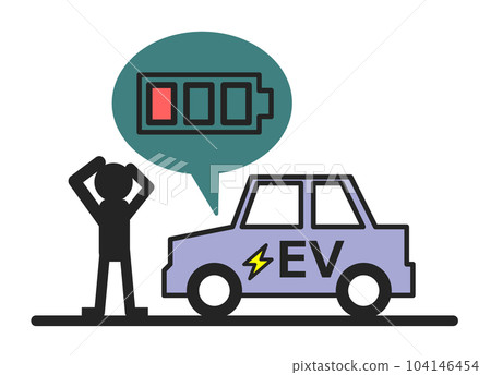 An illustration in which the remaining battery power is lost in the electric car of my car An illustration in which the remaining battery power is lost in the electric car of my car 104146454