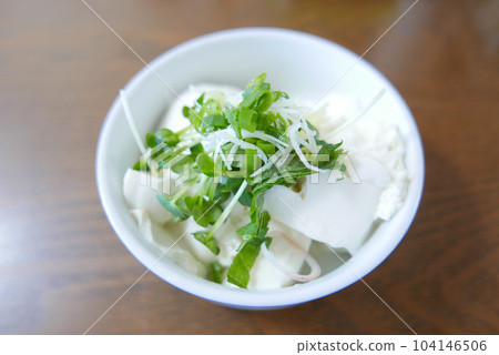 Delicious-looking tofu with plenty of condiments 104146506
