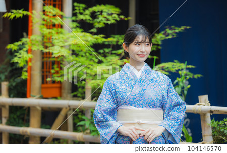 藍色小紋和服 104146570