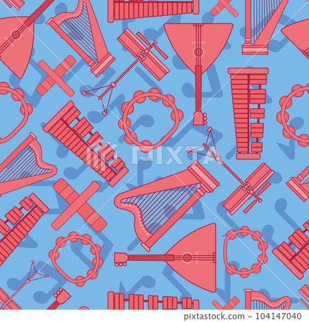 Colored seamless pattern background with musical instruments Vector Colored seamless pattern background with musical instruments Vector 104147040