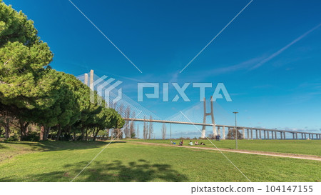 The Vasco da Gama Bridge timelapse hyperlapse in Lisbon, Portugal The Vasco da Gama Bridge timelapse hyperlapse in Lisbon, Portugal 104147155