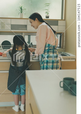 廚房 父母和小孩 親子 104147515