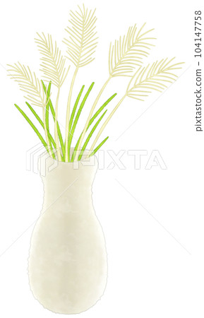 Cute illustrations of pampas grass in a vase 104147758