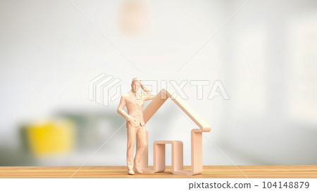The man and home icon for real estate concept 3d rendering The man and home icon for real estate concept 3d rendering 104148879