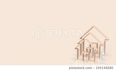 The wood home icon multi size for property or building business 3d rendering The wood home icon multi size for property or building business 3d rendering 104148880