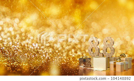 The 8.8 gold number and gift box for promotion concept 3d rendering 104148892