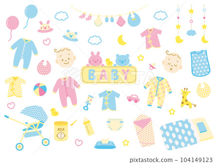 Baby baby icon set pastel Baby baby icon set pastel 104149123