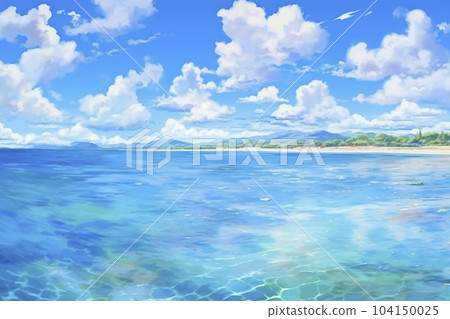 擁有大海和海灘的熱帶度假村插圖“AI 生成圖像” 104150025