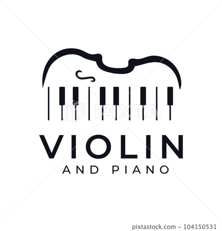 Vintage retro music instrument inspiration violin and piano symbol icon logo design Vintage retro music instrument inspiration violin and piano symbol icon logo design 104150531