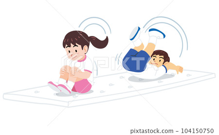 Children exercising on mats in physical education class 104150750