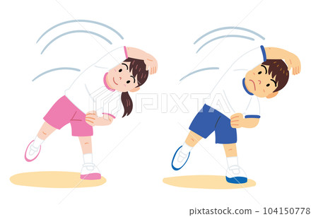 體育課上做體操的孩子們 體育課上做體操的孩子們 104150778