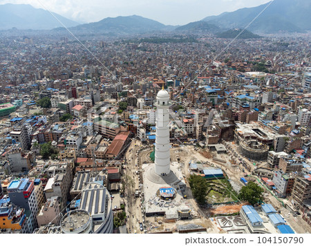 Aerial of Kathmandu City and the Darahara Tower 104150790