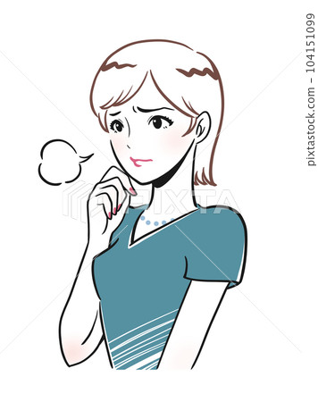一位優雅的年輕女子憂心忡忡、嘆息的插圖 一位優雅的年輕女子憂心忡忡、嘆息的插圖 104151099