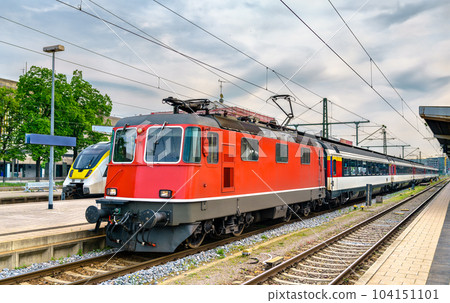 Intercity train to Zurich at Singen station in Germany 104151101