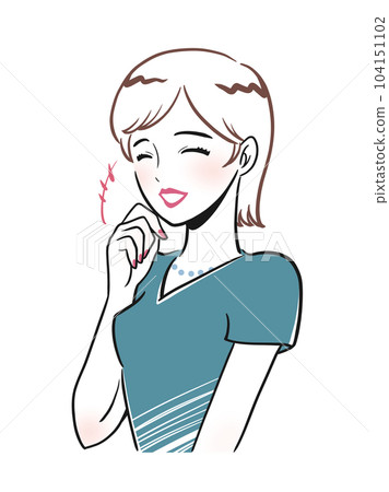 一位優雅的年輕女子心情愉快地微笑的插圖 104151102