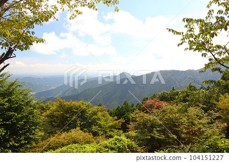 Mountain range in summer seen from the summit 104151227