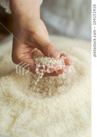 舀飯的手的局部切割 104151419