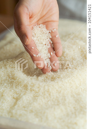 Part cut of the hand that scoops rice 104151421