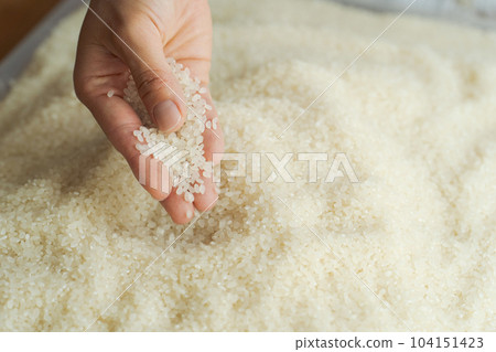 Part cut of the hand that scoops rice 104151423