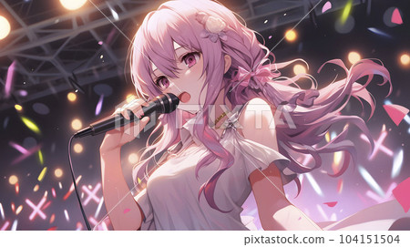 在眾多觀眾面前唱歌的魅力女偶像(生成人工智能) 在眾多觀眾面前唱歌的魅力女偶像(生成人工智能) 104151504