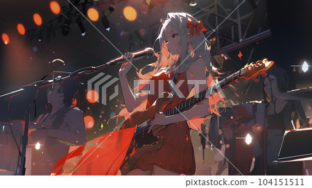 在眾多觀眾面前演唱的魅力女歌手兼詞曲作者（Generative AI） 104151511