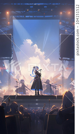 在眾多觀眾面前演唱的魅力女歌手兼詞曲作者（Generative AI） 104151512
