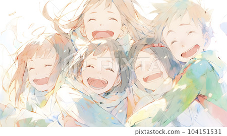 孩子們無憂無慮的微笑（生成AI） 104151531