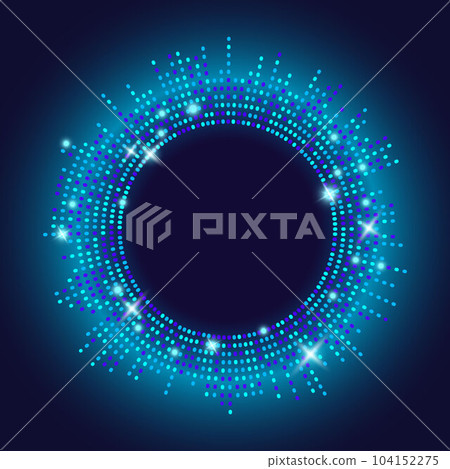 Circle sound wave. Music circular neon graphic. Abstract audio equalizer. Spectrum frequency effect. Vector illustration. 104152275