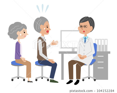 老年夫婦與男醫生談論檢查室的焦慮 104152284
