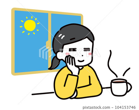 一位身著休閒服的年輕女子在窗邊休息(上身) 一位身著休閒服的年輕女子在窗邊休息(上身) 104153746