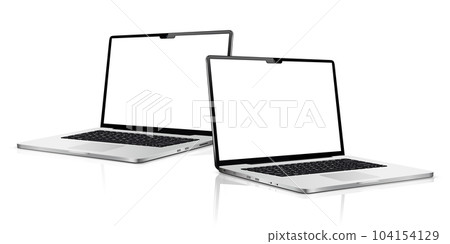 Two laptops with blank screen mock up 104154129