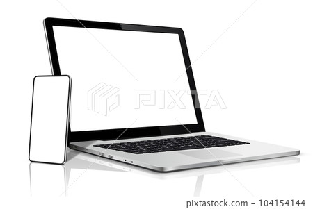 Laptop and smartphone with blank screen Laptop and smartphone with blank screen 104154144