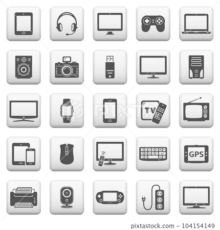 Digital devices and electronic gadgets icons set Digital devices and electronic gadgets icons set 104154149