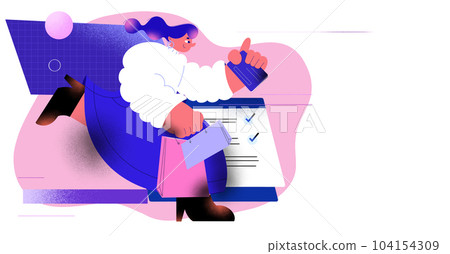 Trendy woman shopaholic shopping with credit card people in flat art graphic design illustration Trendy woman shopaholic shopping with credit card people in flat art graphic design illustration 104154309