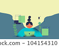 Business woman using laptop lifestyles with technology people in flat art character illustration 104154310